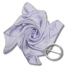 [JAPANDIPITY] レディース スカーフ 70cm 無地 全23色 シルクタッチ ポリエステル - さらり【スカーフリングセット】 (ライトパープル) [ライトパープル]