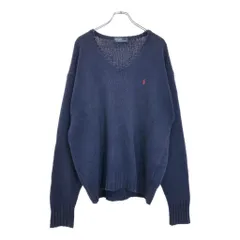 90年代 Polo by Ralph Lauren ポロ ラルフローレン Vネック コットン ニット セーター 大きいサイズ(メンズ XXL相当)中古 古着 U5678