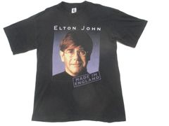 USA製 90s エルトン・ジョン ツアー プリントTシャツ XL 黒 アメリカ古着 ロックT