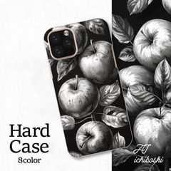 リンゴ モノクロ イラスト 果物 アート スマホカバー シャープ Xperia AQUOS アローズ ギャラクシー iPhone 全機種対応 スマホケース 背面型 ハードケース NLFT-HARD-a166