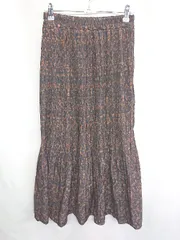 ◇ URBAN RESEARCH ITEMS 総柄 ロング丈 プリーツ スカート サイズF ブラック ブラウン レディース E  【1407020038782】