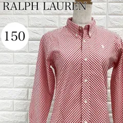 【A3830】 RALPH LAUREN ラルフローレン ボタンダウンシャツ 150サイズ チェック 長袖 バイカラー 赤×白 ワンポイントロゴ