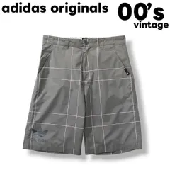 【初期 黒タグ】 【美品】 00s アディダス オリジナルス adidas originals ピンチェック ナイロン ショーツ M グレー メンズ
