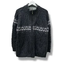 aran crafts アランクラフツ アランニットカーディガン フィッシャーマンニット ケーブルニット M グレー アイルランド製 ～90s ヴィンテージ フルジップ ポケット付き メンズ 冬 ゴーゴー古着マルイ北千住店 39 久393
