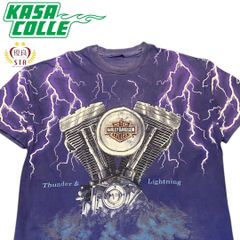 HARLEY DAVIDSON Thunder & Lightning V-Twin Engine　ハーレーダビッドソン サンダー & ライトニング Vツイン エンジン （パープル）Tシャツ