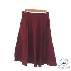 ☆美品 earth music&ecology アースミュージックアンドエコロジー スカート フレア ゴム シンプル ひざ丈 レディース ワインレッド Free 901-6627 送料無料 古着