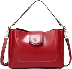 AngelMoon(エンジェルムーン) 母の日 ハンドバッグ レディース puレザー 仕事用 シンプル レトロ カジュアル( レッド)