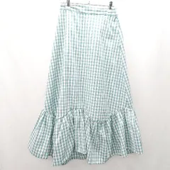 ◇ ⊂ earth music&ecology 後ろウエストゴム ロング丈 フレア スカート サイズF グリーン ホワイト レディース E  【1503050020695】