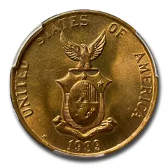 1944年45年フィリピン 20 センタボス  アンビルとハンマーを持つ女性5枚 フィリピン-Philippines. PCGS MS65. Silver. 20センタボ