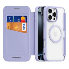 【数量限定】薄型 スリム おしゃれ かわいい カード収納 手帳型ケース Max Max iPhone16Pro Qiワイヤレス充電対応 背面透明 財布型 カバー マックス 軽量，パープル プロ 16 16 アイホン 内蔵マグネットスマホカバー 耐衝撃 クリア