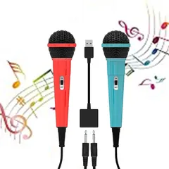 【在庫セール】2人同時に歌える 3mケーブル 高集音力 2.0USB ゲーミングマイク 2本 軽量 スイッチ用 簡単接続 ニンテンドー マイク for 有線 nintendo 【2024アップグレード版】 カラオケマイク switch/P5/P4/PC/XBO