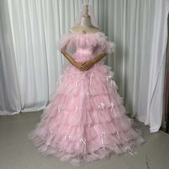 パニエ付】藤田ニコル風 カラードレス ピンク オフショル リボン 