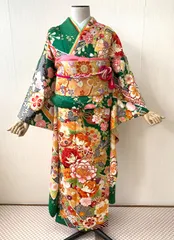 成人式　振袖セット　緑　古典柄