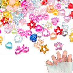 【在庫セール】立体 3D ネイルアート ネイルパール ハート 星 人気 蝶結び 可愛い 手作り 大きめ ネイル装飾 ネイルストーン DIY ジュエリーパーツ ネイルデコパーツ 約480個 おしゃれ パール ネイルパーツ アクセサリー Doyime