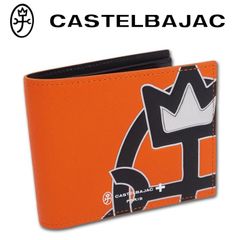 カステルバジャック CASTELBAJAC 牛革 二つ折り財布 ウプラ オレンジ メンズ レディース レザー 定価18,700円 家紋ロゴ 無料ラッピング可能