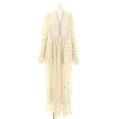 ヌキテパ NE QUITTEZ PAS! Cotton Gauze Full Embroidery Gather Dress ワンピース ロング 長袖 M アイボリー ラベンダー ライトグリーン /DO ■OSのサムネイル