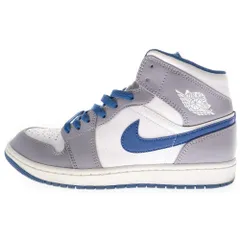 NIKE (ナイキ) AIR JORDAN 1 MID TRUE BLUE DQ8426-014 エア ジョーダン1 ミッド トゥルーブルー ミッドカットスニーカー グレー/ホワイト/ブルー US8.5/26.cm