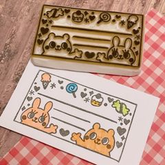 くま うさぎ メモ枠 住所枠 消しゴムはんこ