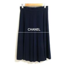 CHANEL プリーツスカート ブラック ココボタン XS シャネル 膝丈 