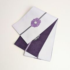半幅帯 半巾帯 夏帯 単衣 白 生成り 帯留め 紫 400cm No.1