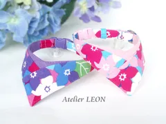 浴衣風 紫陽花バンダナ ハンドメイドの猫ちゃん首輪