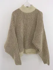 ◇ select MOCA セレクト モカ ハイネック ストライプ 長袖 ニット セーター サイズF ベージュ ブラウン系 レディース E  【1304050013508】
