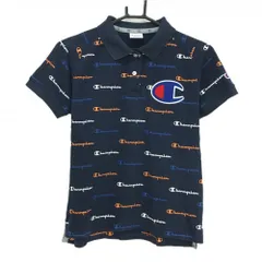チャンピオン 半袖ポロシャツ ダークネイビー ロゴ総柄 ビックワッペン レディース MEDIUM ゴルフウェア Champion