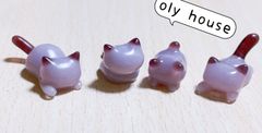 4種おまとめシリーズ　ココア猫　4匹セット　レジン　デコパーツ
