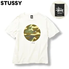 【ストリートの定番！】 ステューシー STUSSY Tシャツ 迷彩 ロゴ プリント M ホワイト メンズ
