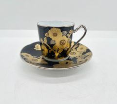【新品】ノリタケ　オマージュコレクション　デミタス碗皿　黒絵薔薇文　カップソーサー　碗皿　デミタス　デミタスカップ　バラ　金　黒　ゴールド　ブラック　ばら　薔薇