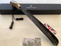 靴べら 英国製 アビーホーン40cmアップ  本水牛角 &王冠鹿角ヘビーシューホーン withリザードタッセル C/HV N046