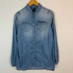 G-Star RAW ジースターロゥ デニムシャツ 長袖 バンドカラー ブルー Sサイズ レディース 古着 ワーク系