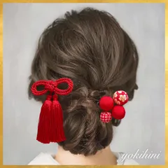 《和装髪飾り 赤×花柄》 和装 着物 振袖 袴 浴衣 白無垢 色打掛 成人式 卒業式 結婚式 ウェディング ブライダル wedding bridal フォトウェディング 七五三 753 初節句 前撮り ヘアアクセサリー ヘアパーツ ヘッドドレス ヘア飾り 簪