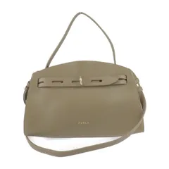フルラ レザー ショルダーバッグ マルゲリータ ベルト ターンロック シボ 茶