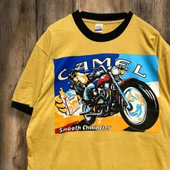 BJJX リンガー Tシャツ ビンテージ 古着 白 キャメル CAMEL バイク 黒 煙草 ラクダ タバコ Lサイズ 2503  2980 p10