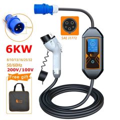 電気自動車用6KW対応 普通充電ケーブル リーフ・アリア・プリウスPHV・ホンダ・三菱他多メーカーJ1772型  【5mケーブル】