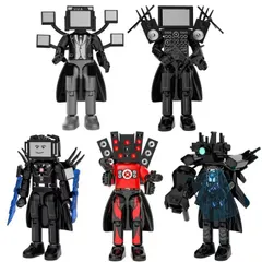 即納  組み立て式フィギュア 5体セット 大きめ タイタンカメラマン タイタンテレビマン タイタンスピーカーマン シネママン ラージテレビマン2.0 LEGO 互換 レゴ ブロック タイカメ 3.0 電磁アーム アストロ ミニフィグ　13㎝弱