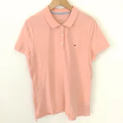 (^w^)b TOMMY HILFIGER トミーヒルフィガー 半袖 ポロシャツ カットソー プルオーバー ハーフボタン ストリート カジュアル デイリー タウンユース アウトドア レジャー ゴルフ アメカジ スポカジ サーモンピンク レディース  サイズL