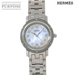 エルメス HERMES クリッパー ナクレ CL4 210 ヴィンテージ レディース 腕時計 デイト ピンクシェル クォーツ ウォッチ Clipper 90290758