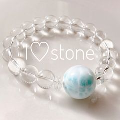 大玉ラリマー14.5mmクンツァイトパール天然石ブレスレット