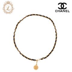 CHANEL シャネル ココマーク チェーンベルト GP×革 黒×ゴールド（ゴールドメッキ） ゴールド チェーンベルト イヤリング レディースイヤリング レディースバッグ ハイブランド【中古】【送料無料】