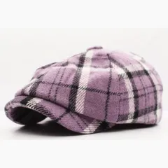 キャスケット帽子 タータンチェック ウール混キャップ メンズ レディース 秋冬  56cm~59cm KC32-2