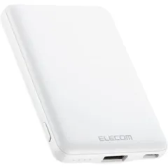 エレコム 薄型コンパクト モバイルバッテリー 5000mAh 12W 入力(Type-C×1) 出力(Type-C×1、USB-A×1) PSE認証