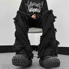 メンズ ファッション 服 男性用 オシャレ シンプル 大人 かっこいい 大きいサイズ ストリート 紳士服 ストリート デストロイ ロー エッジ スリム マイクロ フレア ジーンズ アメリカン ファッション レトロ パンツ