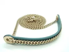 ■新品同様■ ChristianDior ディオール レザー チェーン バッグ用 ショルダーストラップ 肩掛け 斜め掛け ゴールド系×ブルー系 AS9624