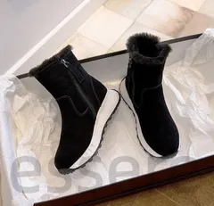 スノーブーツ レディース スニーカー ハイカット 22.5-25.0cm ショートブーツ 厚底 防寒 スノー シューズ 裏起毛 耐滑 軽量 通気 滑り止 冬 歩きやすい おしゃれ 着痩せ ブラック