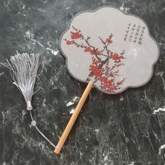 華流 中国風 布うちわ タッセル付き　梅の花