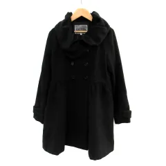 ナイスクラップ NICE CLAUP コート ロング丈 ダブルボタン ラウンドカラー 0 黒 ブラック /SM26 ■MOのサムネイル
