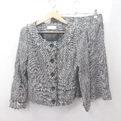 ◇ Θ エニィスィス 綺麗系 台形 - スカートスーツ サイズ3 ブラック ホワイト系 レディース E  【1507250008941】