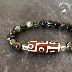 【潜在能力の開花】九眼天珠×水晶×天眼石（縞瑪瑙） ブレスレット
